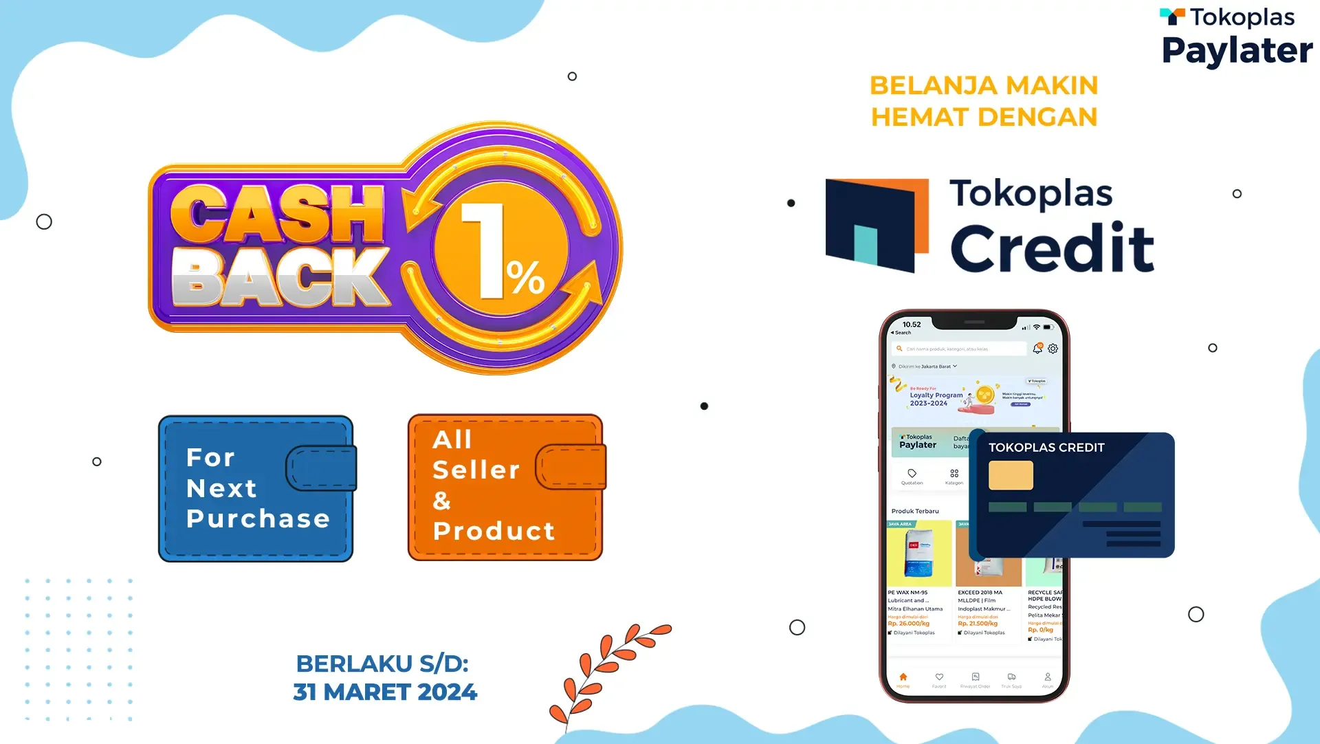 VOUCHER CASHBACK 1% TOKOPLAS CREDIT